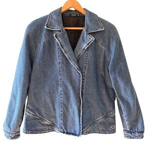 Please Vintage Boho Casual Women's Denim 80s Quilted Jean Jacket Size Medium